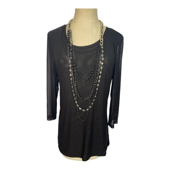 💰5 For $40 / BOO RADLEY AUSTRALIA - BLACK MESH LONG SLEEVED TOP (BNWT) - Picture 1 of 9